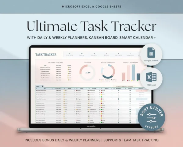 Task Tracker Spreadsheet Google Sheets Excel